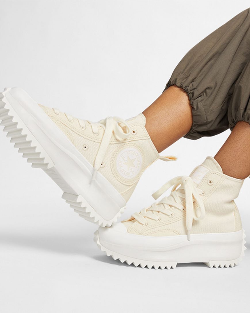 Topanky Na Platforme Converse Run Star Hike Raw Edge Vysoke Damske Béžové Béžové Biele | SK NRDQB5